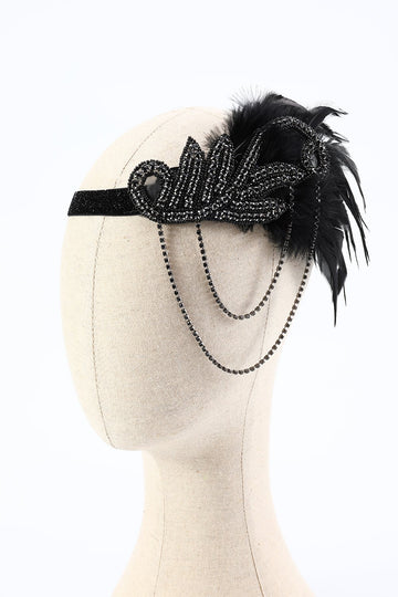 1920-tallet Flapper svart tilbehør sett